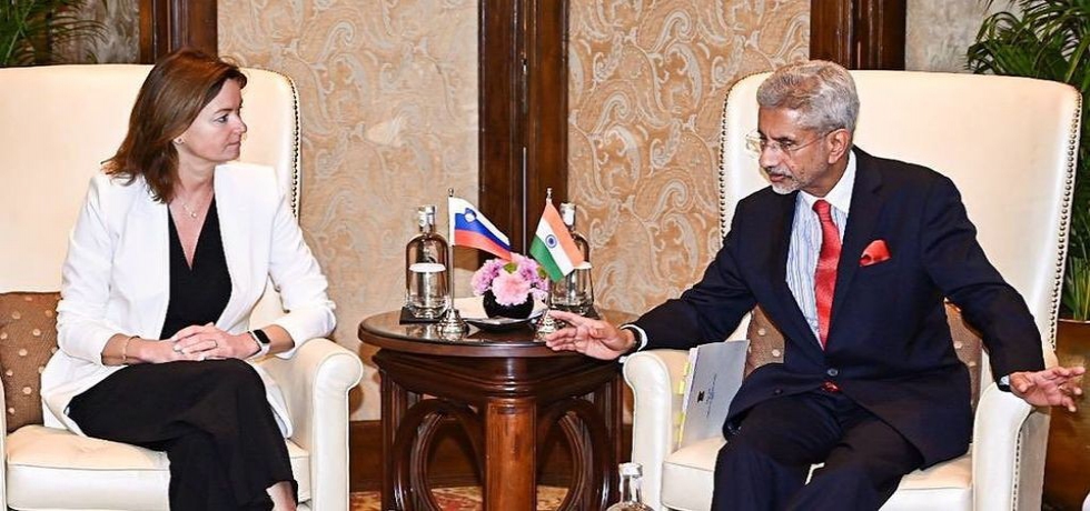 External Affairs Minister Dr S. Jaishankar met H. E. Tanja Fajon, Minister of Foreign and European Affairs of the Republic of Slovenia, on the sidelines of Raisina Dialogue 2023 in New Delhi